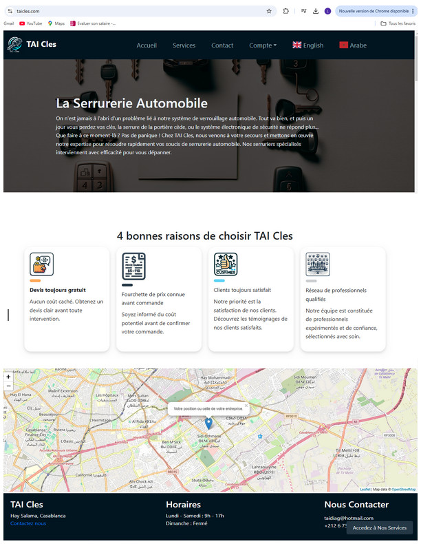 Aperçu du site vitrine pour un serrurier
