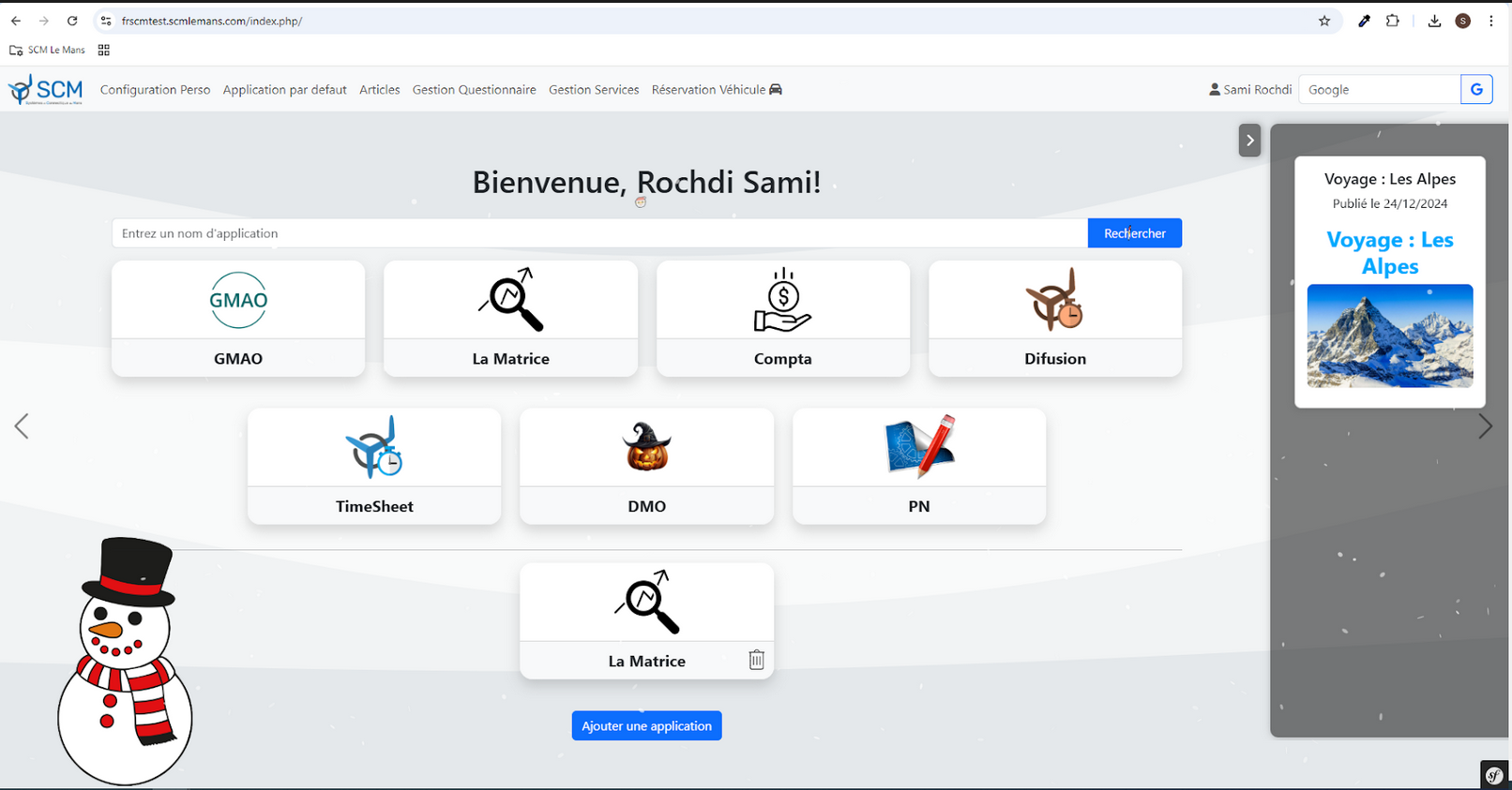 Aperçu de l'intranet pour une entreprise industrielle